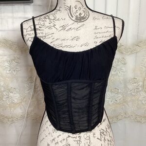 Tic Toc Black Corset Tank Top NEW!
